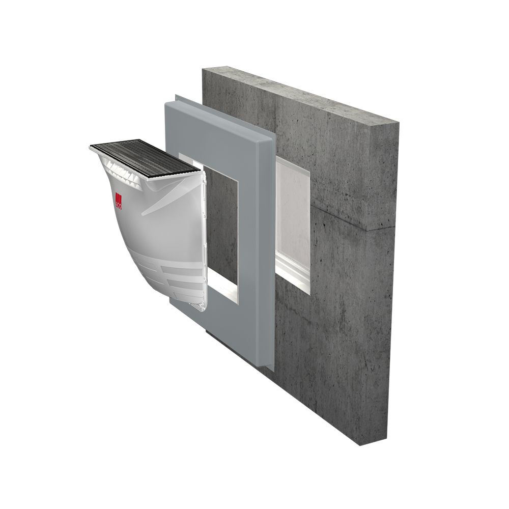ACO Therm® Block pressurised water-tight version with window recess for ACO Therm® window in the basement wall
