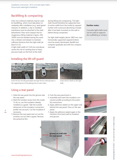 ACO concrete light shafts –
Pressurised watertight Installation