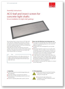 ACO leaf and insect screen for concrete light shafts